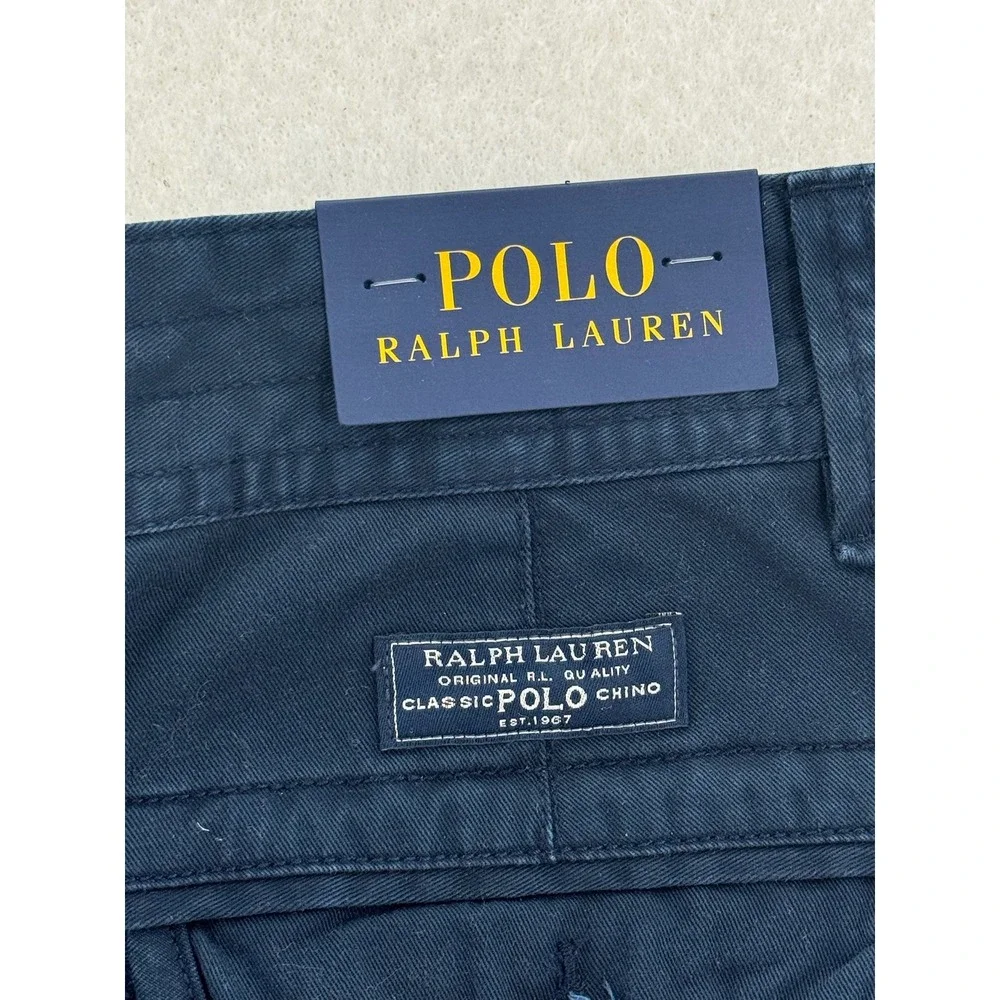 NWT Polo Ralph Lauren Mens Navy Blue Cotton Chino Cargo Shorts Size 35